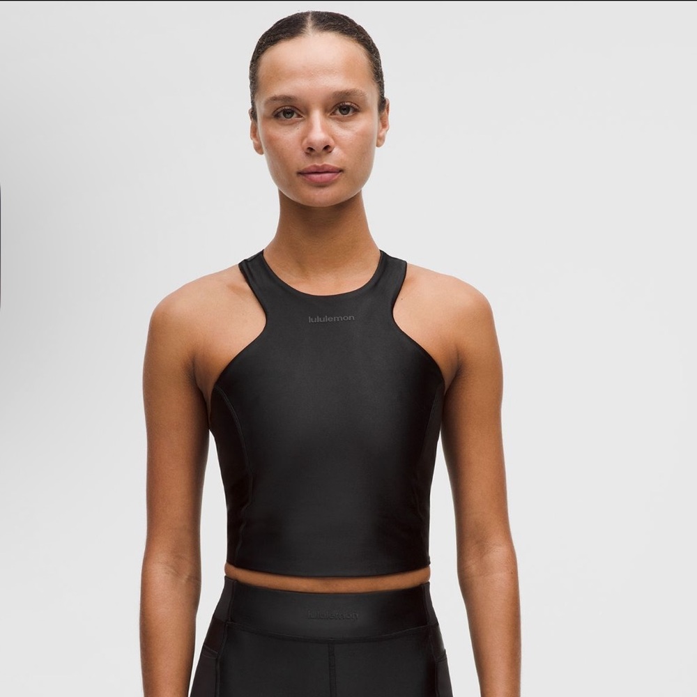 Lululemon Black Satin Shine Tank with Wordmark